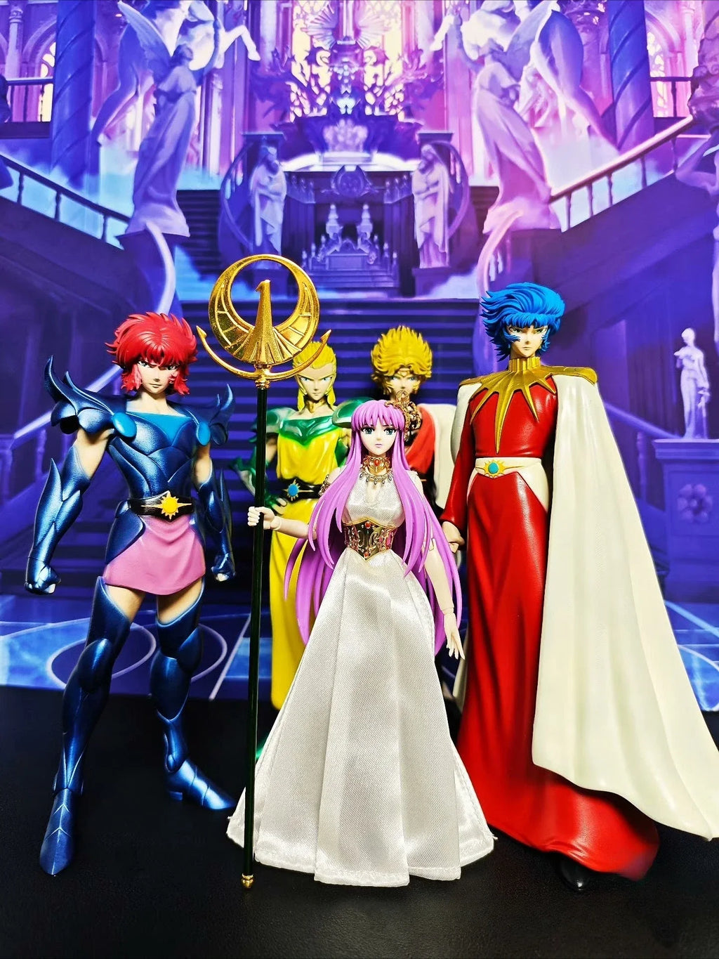 Rare Model Saint Seiya Abel and His Coronis Saints: Aldoras of Carina, Berenike of Coma Berenices, Jaoh of Lynx Statue Figures