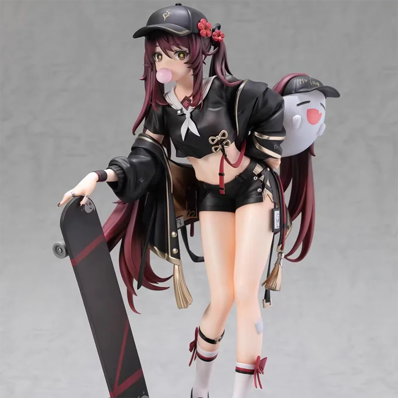 Genshin Impact Anime Figure Hu Tao Figures Skateboarding Modern Beautiful Girl Action Figure PVC Kawaii Statue Doll Child Gift