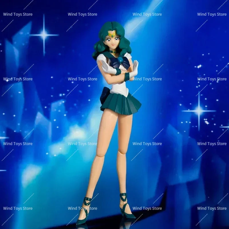 Bandai Sailor Moon Figure SHF Kaiou Michiru Neptune Animation Color Genuine Anime Figure Action Toy Figure Toys for Children