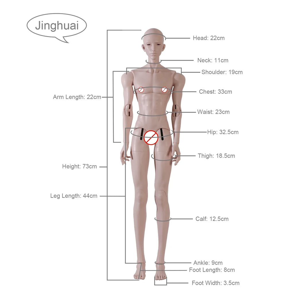 JOYBJD 1/3 BJD Doll Jinghuai Fullset Wide Shoulder Muscular Male Body Resin Figure with Leather Jacket Outfit & Wig