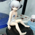 10cm White Hair Anime Girl Sitting Pose Anime Figure Model Statue Collection Desktop Decoration Ornament Toy Gift for Fans