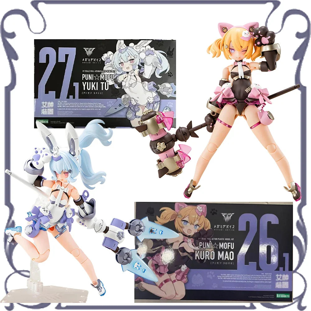 In Stock Genuine KOTOBUKIYA PUNI MOFU Yuki Tu Kuro Mao Anime Figures Assembled Model Movable Collectible Gifts Toys