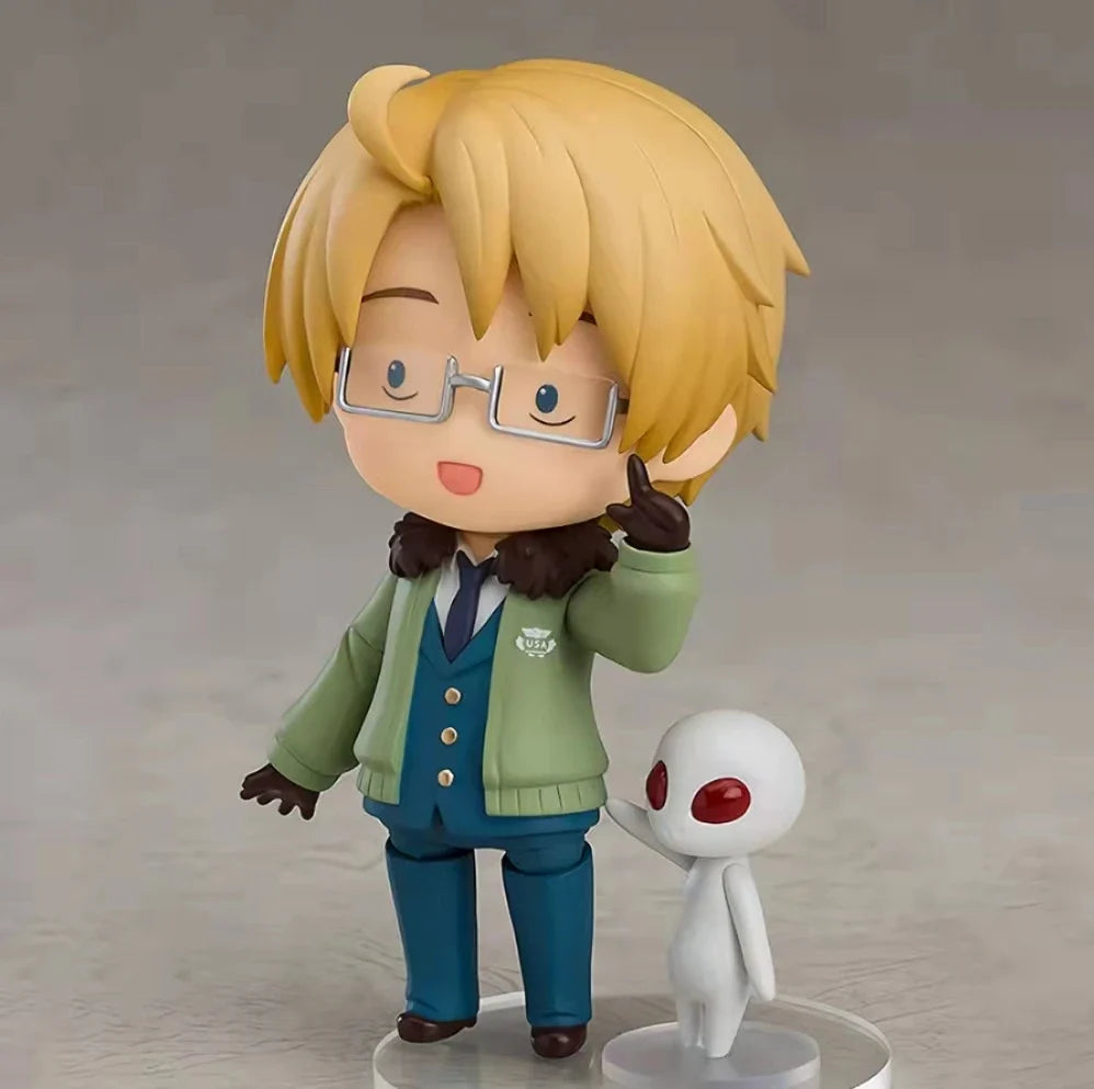 100% Original: Anime Axis Powers Hetalia Alfred FJones Q version 10cm PVC Action Figure Anime Figure Model Toys Doll Gift