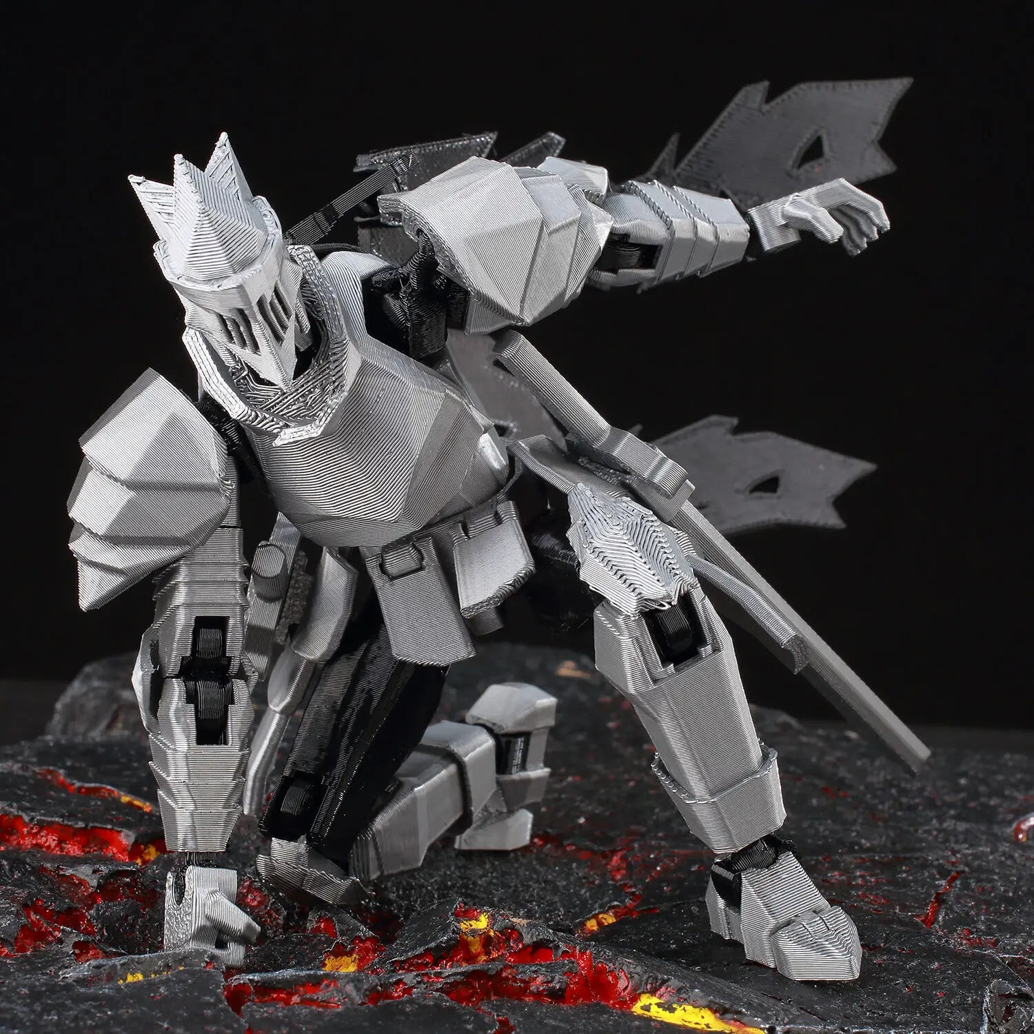 9L3D Lucky13 Silver Knight Robot Action Figure Dummy13 with Giant Sword T13 Multi-Jointed 3D Printed Collectible Toy Titan13