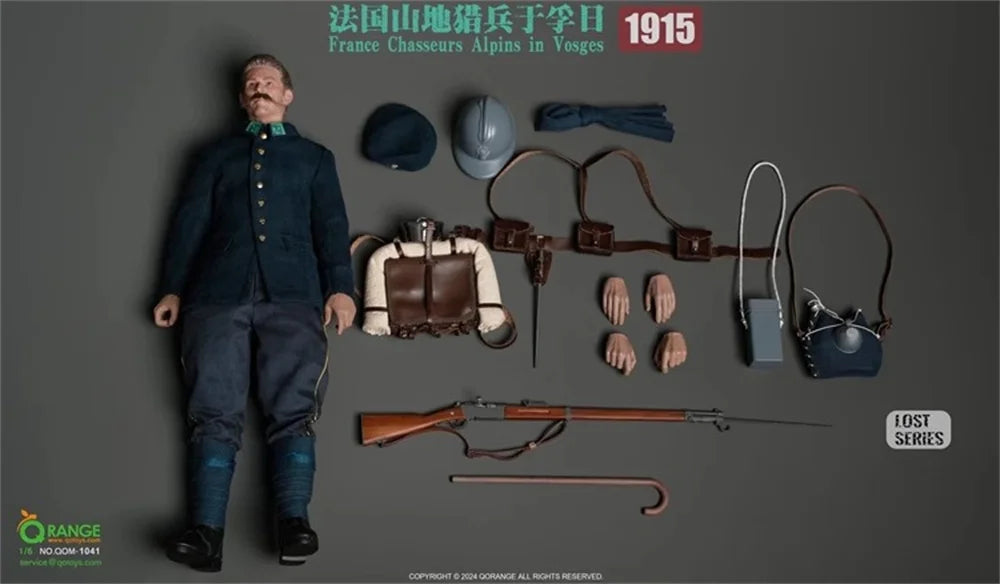 QORANGE QOTOYS QOM-1041 Die französische Soldatenpuppe Berg 1915 Komplettset Bewegliche Actionfigur Geschenk für Fans Sammlerstück 1/6