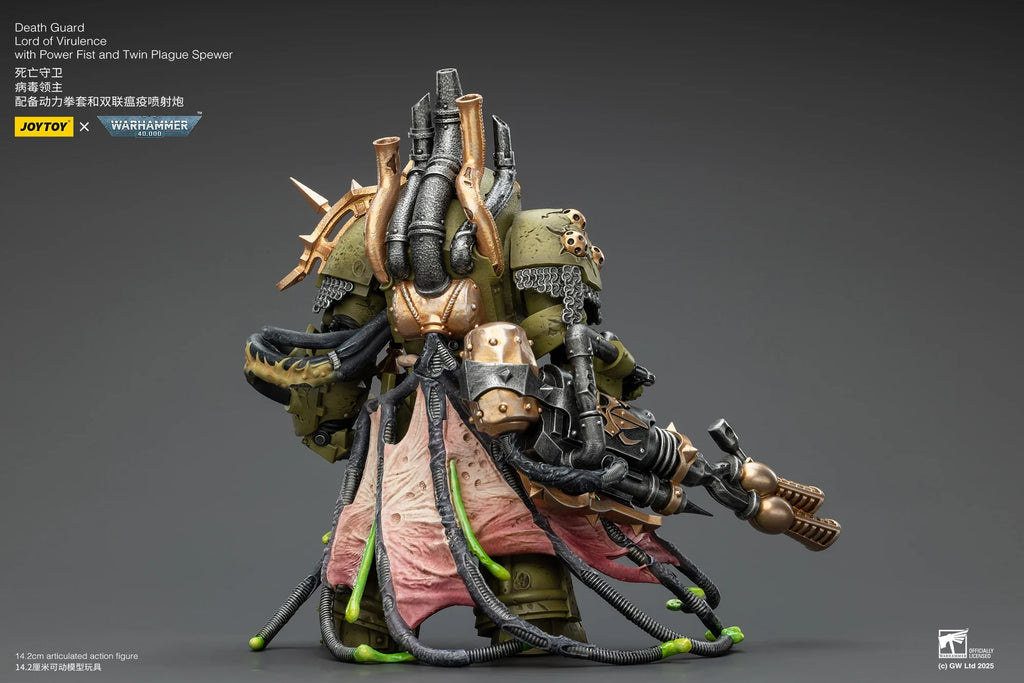 【SF】JOYTOY Warhammer 40K 1/18 Action Figure Death Guar Lord of Virulence with Power Fist and Twin Plague Spewer Model Toys Gifts