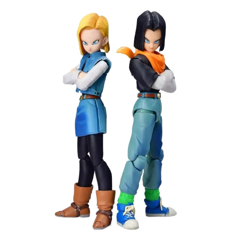 15cm SHF Original Dragon Ball Anime Figure Android 17 Peripheral Joints Can Move Model Desktop Decoration Ornaments Gifts Toys