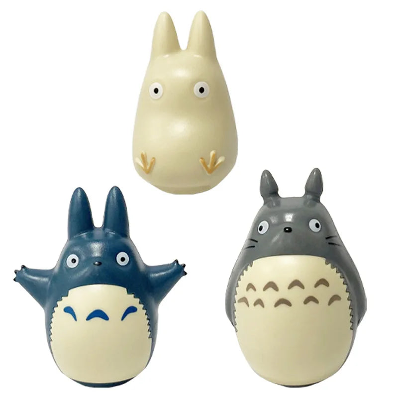 3pcs Vinyl Doll Set Studio Ghibli Tumbler Q Version My Neighbor Totoro No Face Desktop Decor