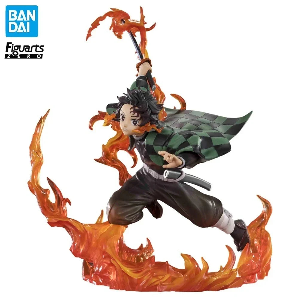 Original BANDAI Figuarts ZERO Demon Slayer Tanjiro Kamado (Rengoku Tsuba ver.) Excellent 19.5cm Anime Figure Model Gift Toys