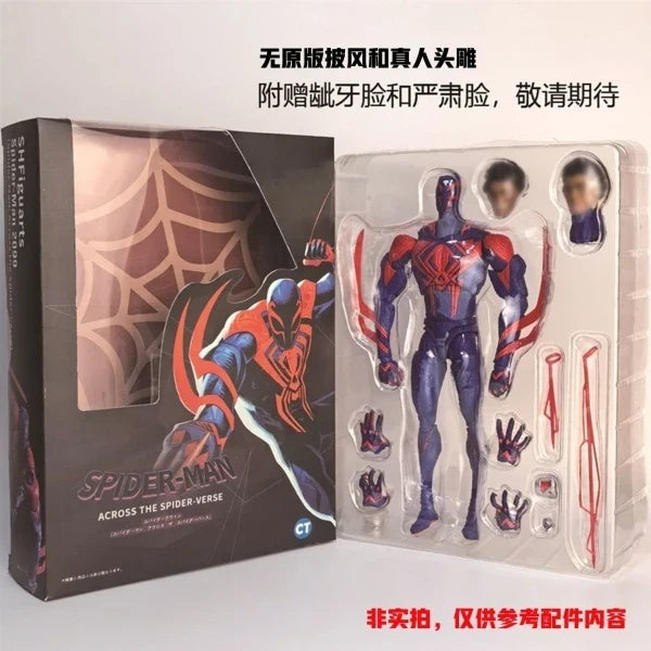 SHF Spider-Man 2099 Miguel O'Hara With Two Realistic Head Sculptures Universal Movie Action Figure Collectible Toy