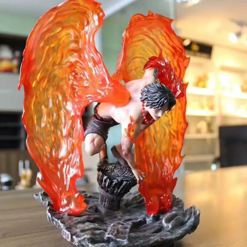 Portgas D Ace Flames of Resurrection GK Statue Fire Fist Ace Anime Collectible Model Sculpture Action Figure Ornament Gift