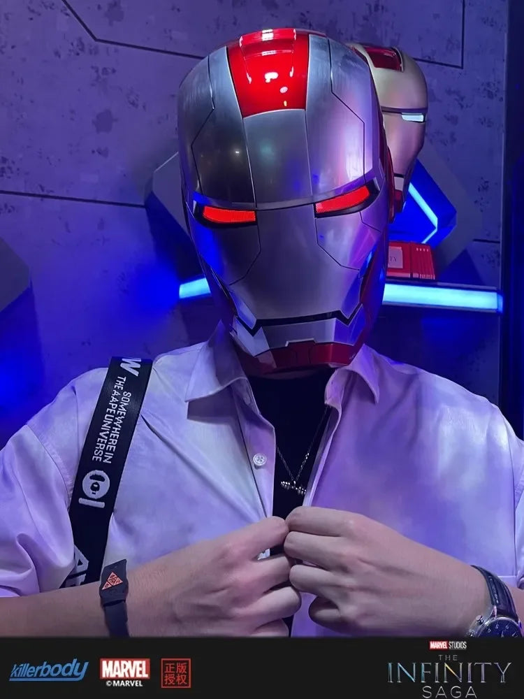 Marvel 1/1 Iron Man Autoking MK5 MK50 Helmet Remote Voice Control Ironman Automatic Helmet Mask With Led Light Figure Boys Gifts