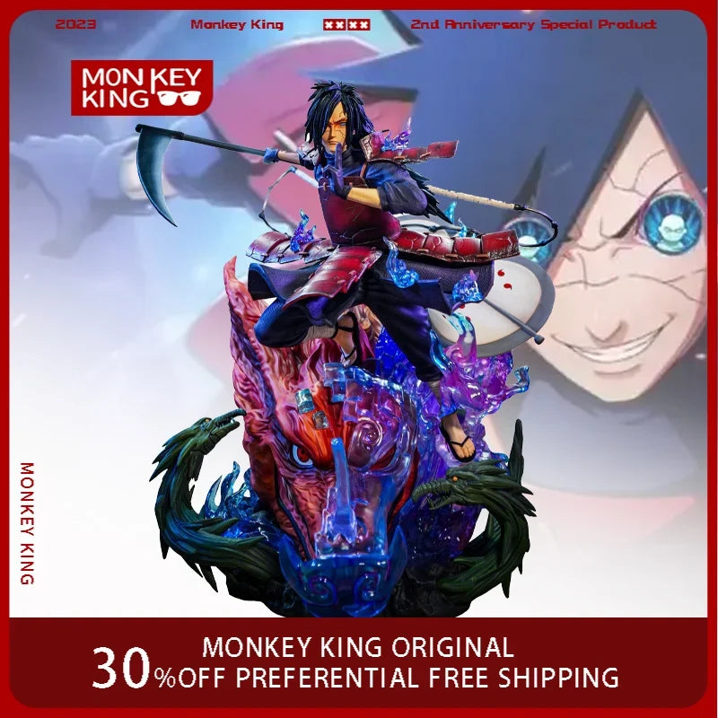 34cm Animation Figure Uchiha Madara JT Version Battle Form Glow Anime Collection Model Desktop Ornaments Holiday Gifts Kids Toys