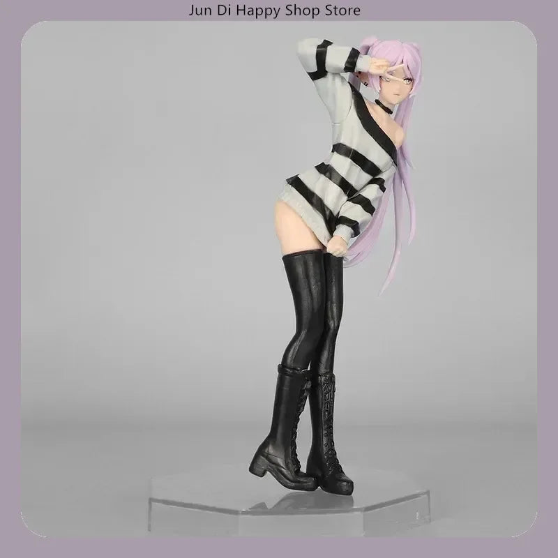 18.5cm Anime Collectible Figure - Frieren Beyond Journey'S End Casual Striped Outfit Victory Pose Pvc Model Statue Desktop Gift