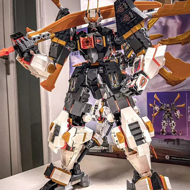 1055PCS Titan Dragon Mech Building Kit with Poseable Wings,Sword & Minifigure, Collectible Model for Kids and Adults 71821