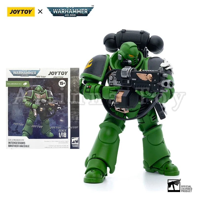 JOYTOY 1/18 Action Figure 40K Salamanders Intercessors Sergeant Tsek'gan Brother Haecule Re-issue Version Anime Toy