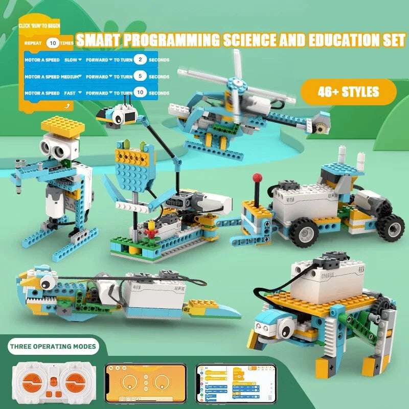 STEM Educational Building Blocks Kit Programmable Robot Brick High-Tech Steam Puzzle Assembly for Early Science Learning