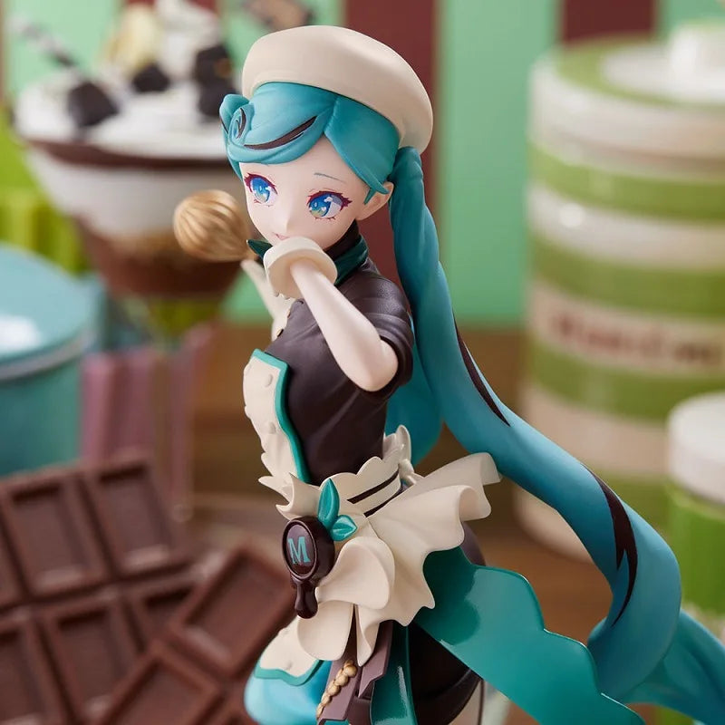 Hatsune Miku Dark Chocolate Bitter Pastry Chef Melty Cheerleading Anime Action Figure Desktop Ornaments Collectible Model Toy