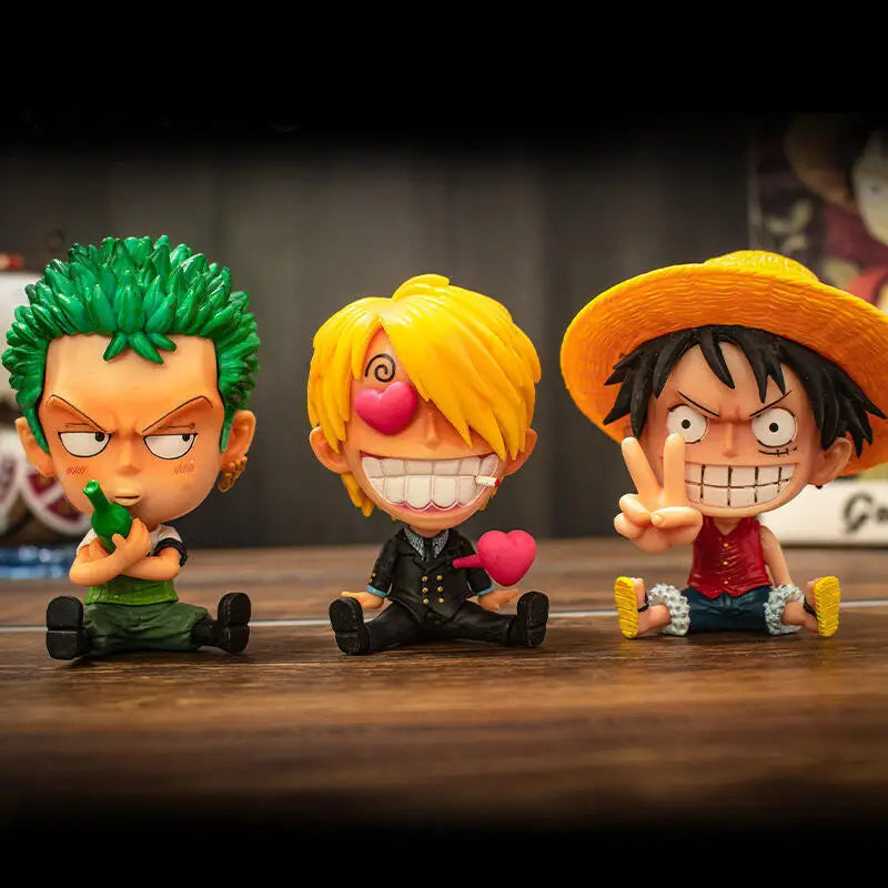 Bandai Q version One Piece King Big Head Lufei Solon Chobais Female Emperor Doll Blind Box Animation Ornaments