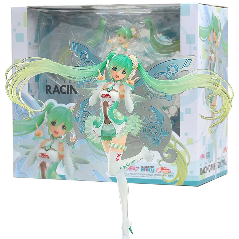 23CM Anime Hatsune Miku Figure 1/1 Racing 2017 Ver Racing Suit Dress Up Butterfly Wings Model Toy Gift Collection Action Figure