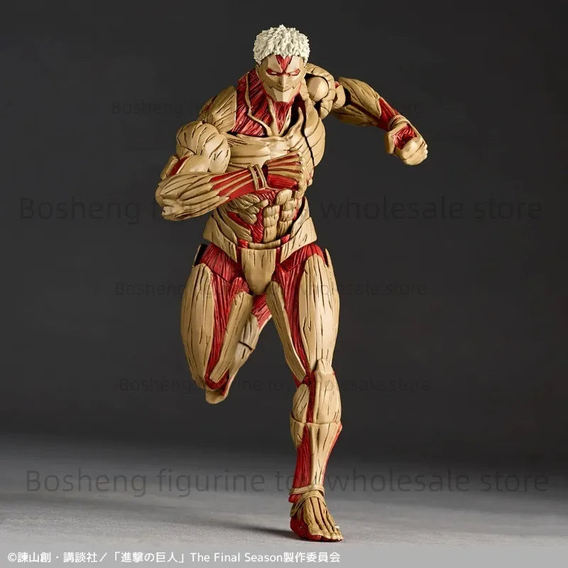 Original Kaiyodo Attack on Titan Amazing Yamaguchi Revoltech NR069 The Armored Titan Reiner Braun Anime Action Figure Model
