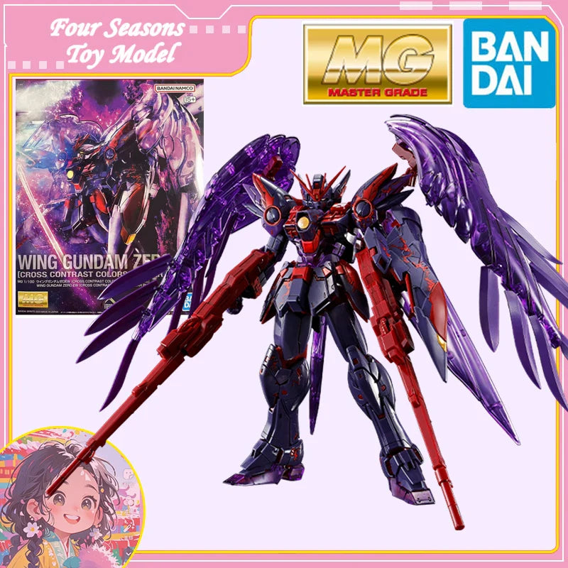 Schneller Versand Bandai Anime MG WING GUNDAM ZERO EW [CROSS CONTRAST COLORS/CLEAR PURPLE] Original Modellspielzeug Actionfigur Kinder