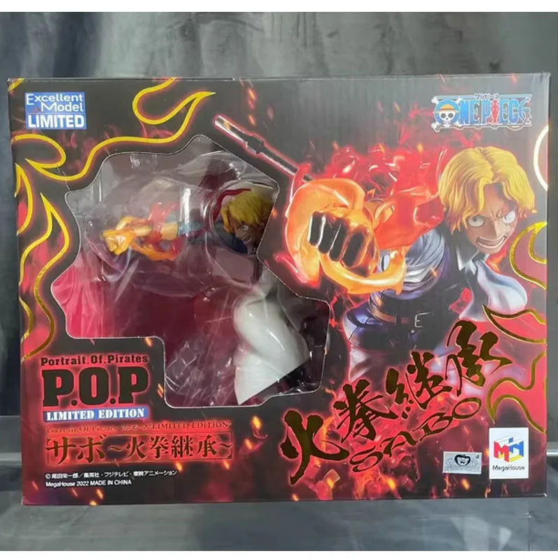 Bandai Genuine Mega House POP Limited Edition ONE PIECE SABO -Fire Fist Inheritance- Anime Action Figure Model Toy Gift Children