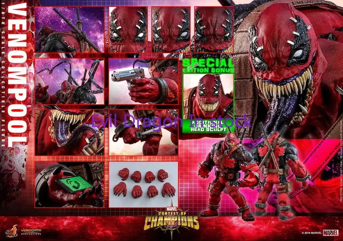 In Stock Original Marvel Venom Pool Action Figure Toy Movie Character Portrait Model 1:6 36.5cm Collectible Gift  Figure Model