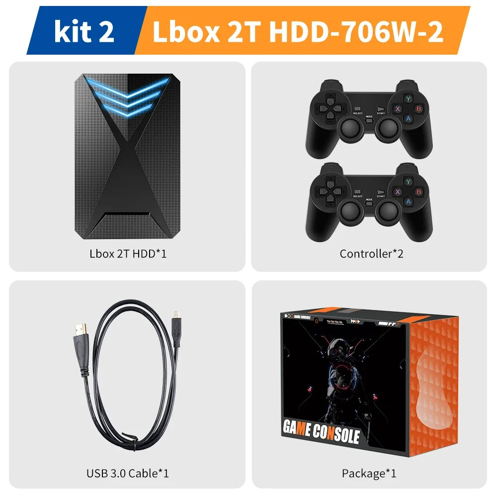 JMachen Launchbox 2TB Portable Gaming HDD with 4200+ 3D/PC Games Retro Game Console for PS4/PS3/PS2/Switchwith 4200+ PC/3D Games
