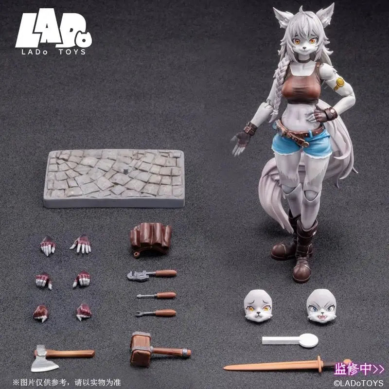 LADOTOYS ERA-001 1/12 Scale Liya Cute Wolf Sister Repairer Action Figures Soldier Movable Joints Anime Model Collection Toy Gift