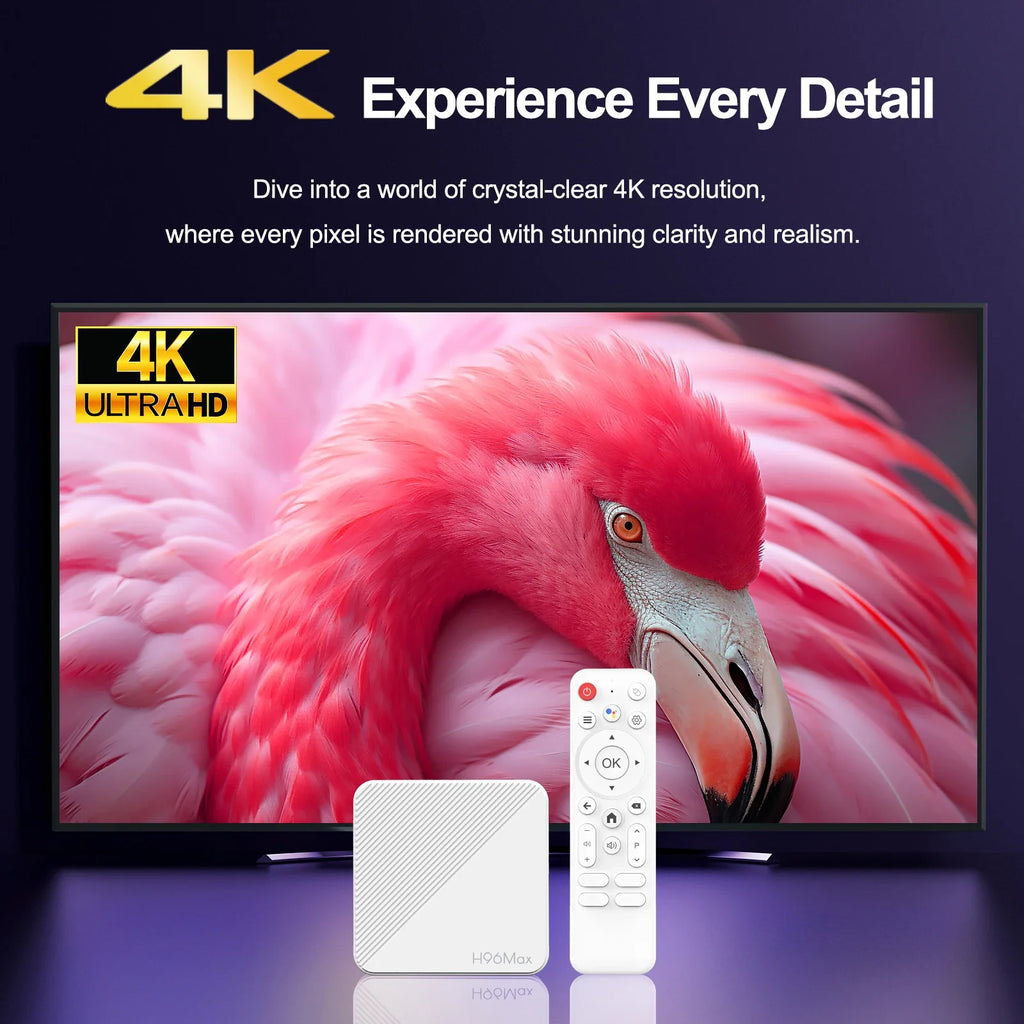 H96 MAX H313 Smart TV Box Android 14 ATV TV Box 4K@60fps 100M/LAN Wifi6 BT5.0 Google Voice Assistant Media Player Set Top Box