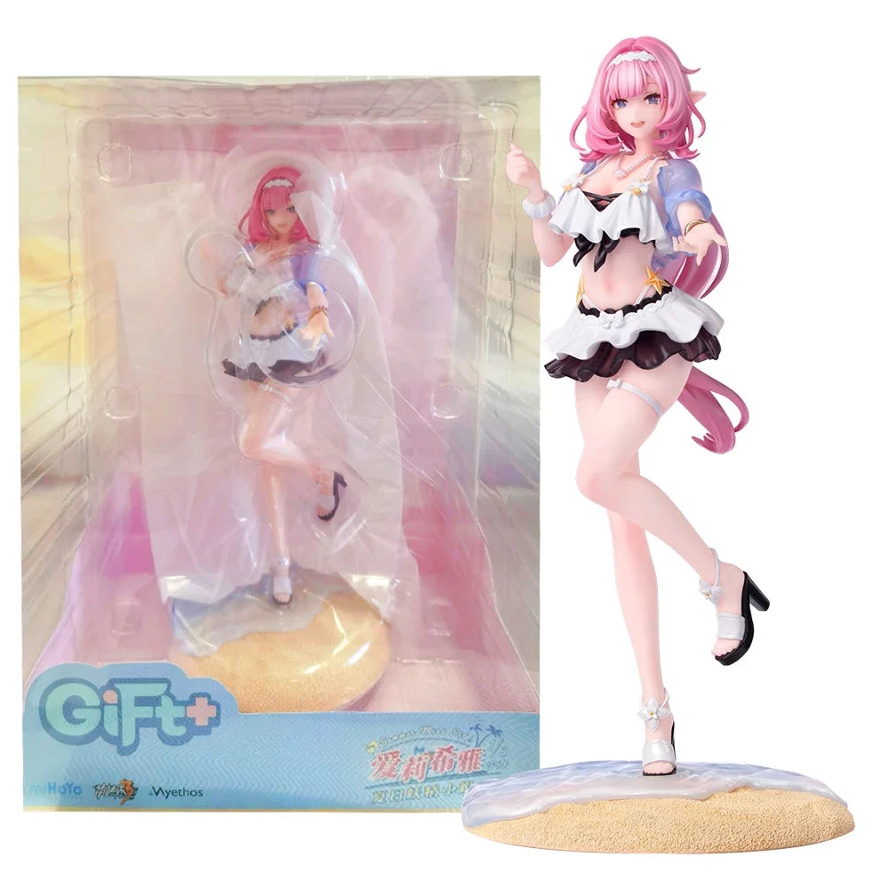 22CM Anime Game Honkai Impact 3rd Elysia Figure Gift+ 1/8 Summer Miss Elf Ver Standing Model Toy Doll Aciton Figure PVC