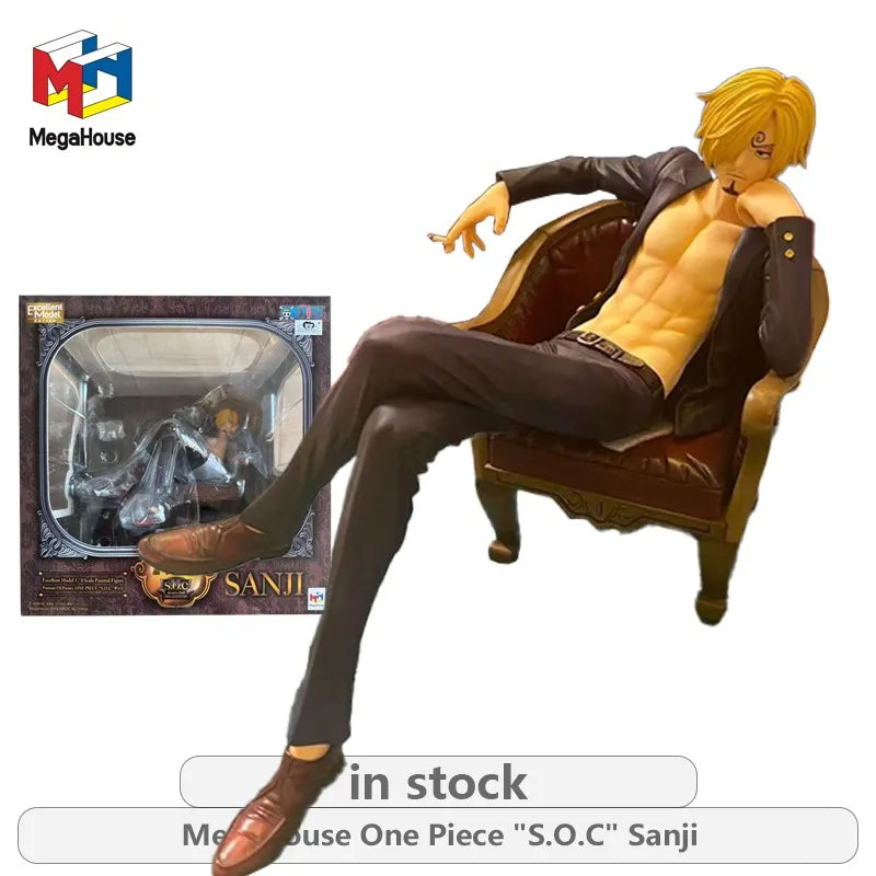 Megahouse Original POP Figurine Series One Piece "S.O.C" Sanji Anime Action Figure Model Toys Model Ornaments Gifts Fo Boys