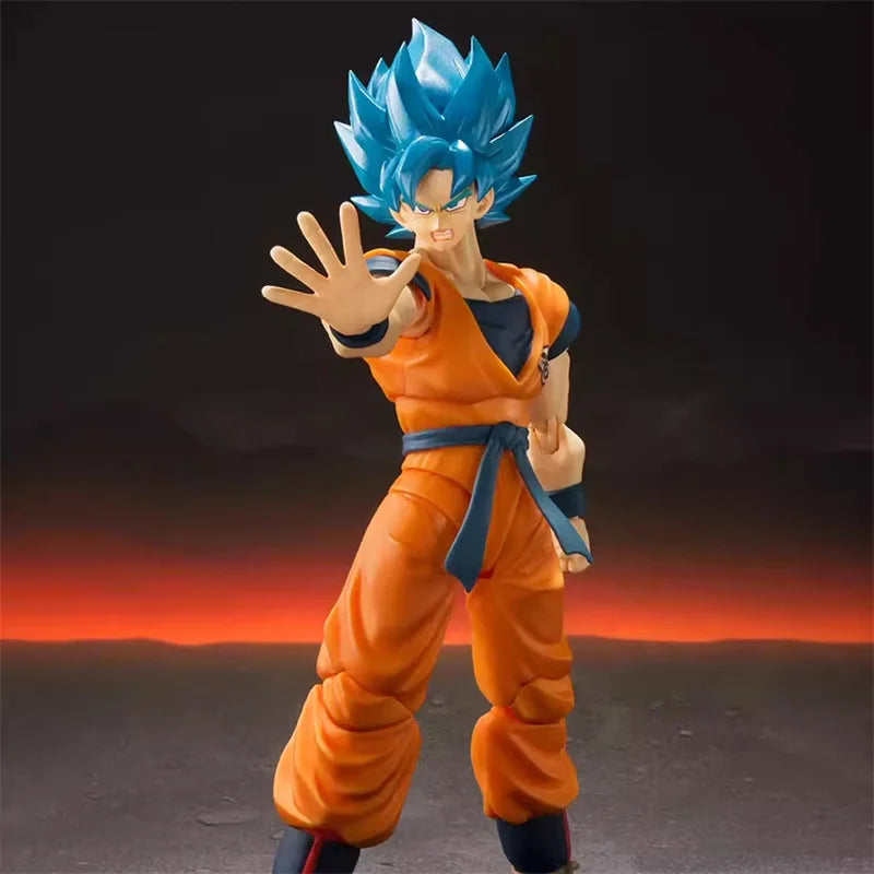 Original Bandai Shfiguarts Kakarotto Son Goku Anime Figure Toys Shf Super Saiyan Blue Hair Action Moveable Joint Pvc Model Toys