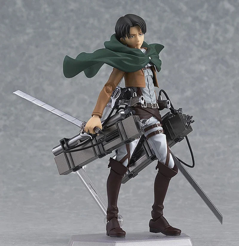Anime Figure Attack On Titan Levi Ackerman Standing Holding Sword Detachable Model Toy PVC Collection Desktop Ornaments 14CM