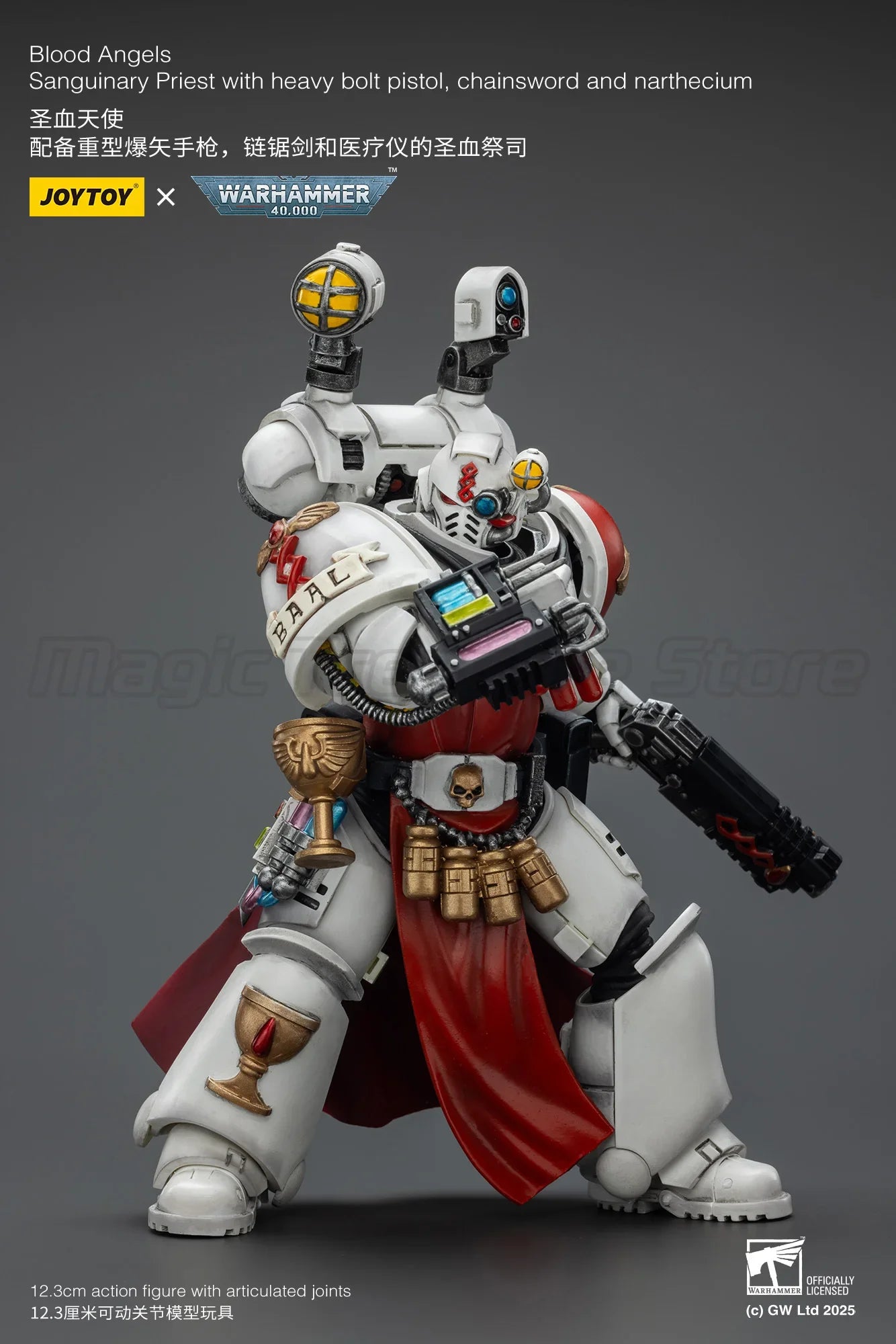 【MT】JOYTOY Warhammer 40K 1/18 Figure Blood Angels Sanguinary Priest with Heavy Bolt Pistol Chainsword and Nartheci