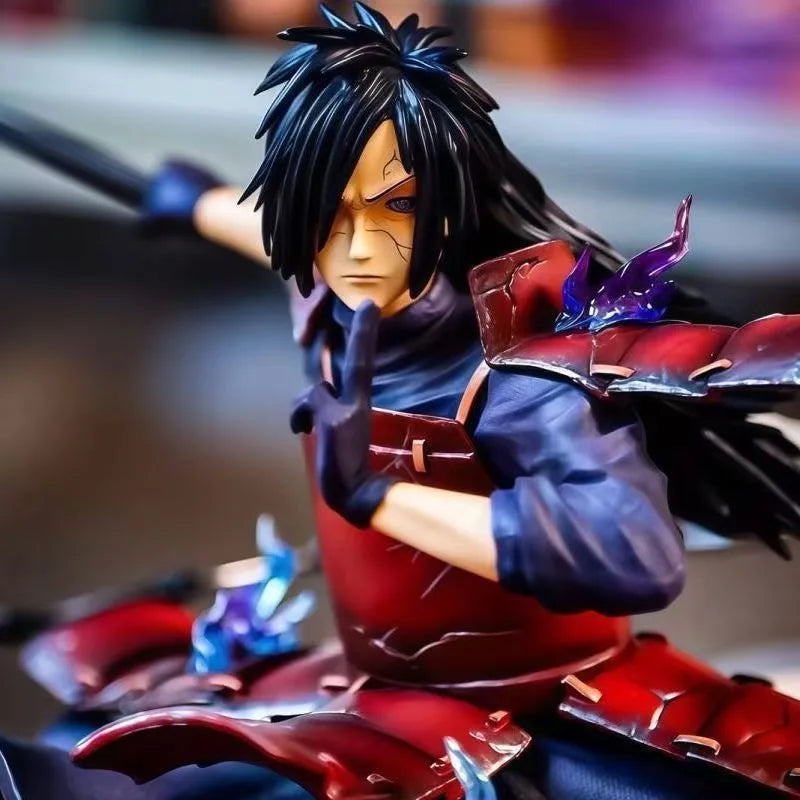 34cm Animation Figure Uchiha Madara JT Version Battle Form Glow Anime Collection Model Desktop Ornaments Holiday Gifts Kids Toys