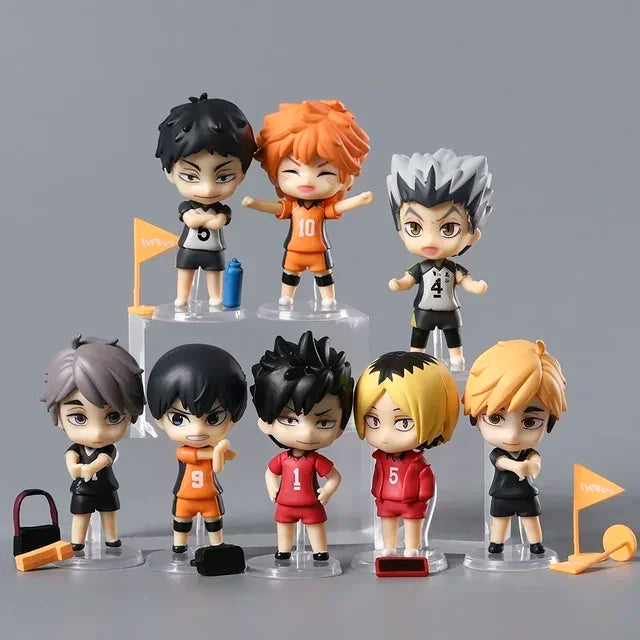 8 Pcs/Set Second Generation Haikyuu Volleyball Junior Figure Q Version 7.5cm Shoyo Hinata Sugawara Koushi Wholesale Dolls