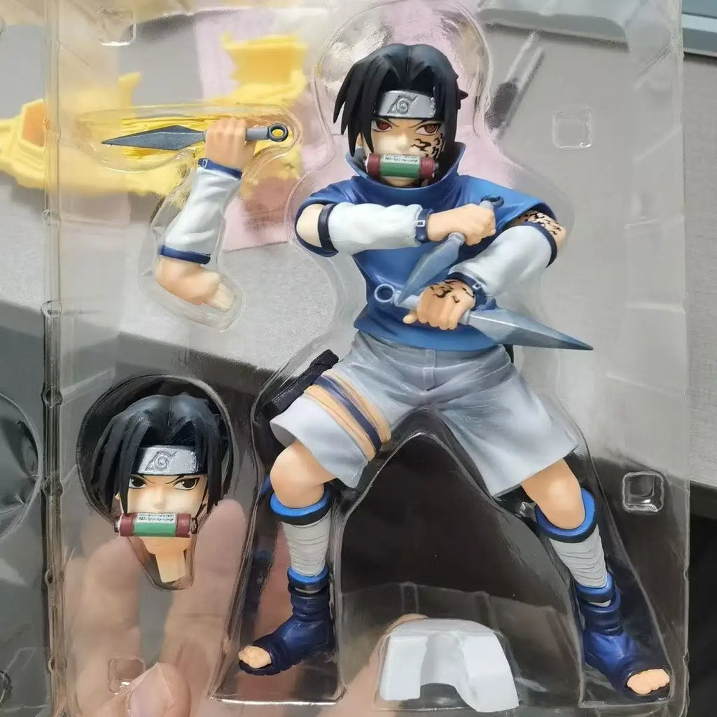New 18.5cm Naruto Anime Figure Uchiha Sasuke Figurine Collectible Kagebunsin No Jyutu Pvc Statue Model For Boy Room Ornament Toy