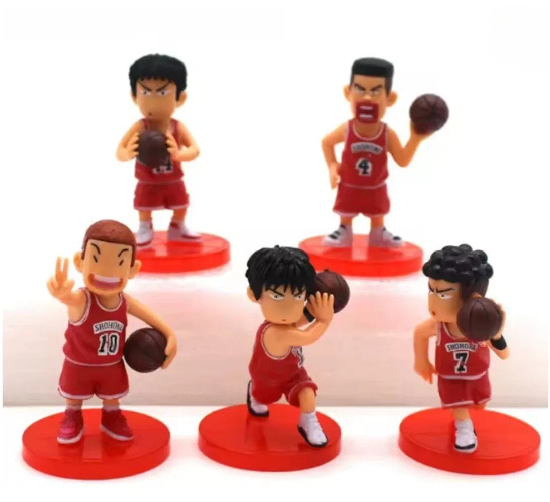 Slam Dunk Q Edition Five Piece Set Sakuragi Hanamichi Ryukawa Maple Shobei Basketball Team Doll Handmade Ornament Car Decoration