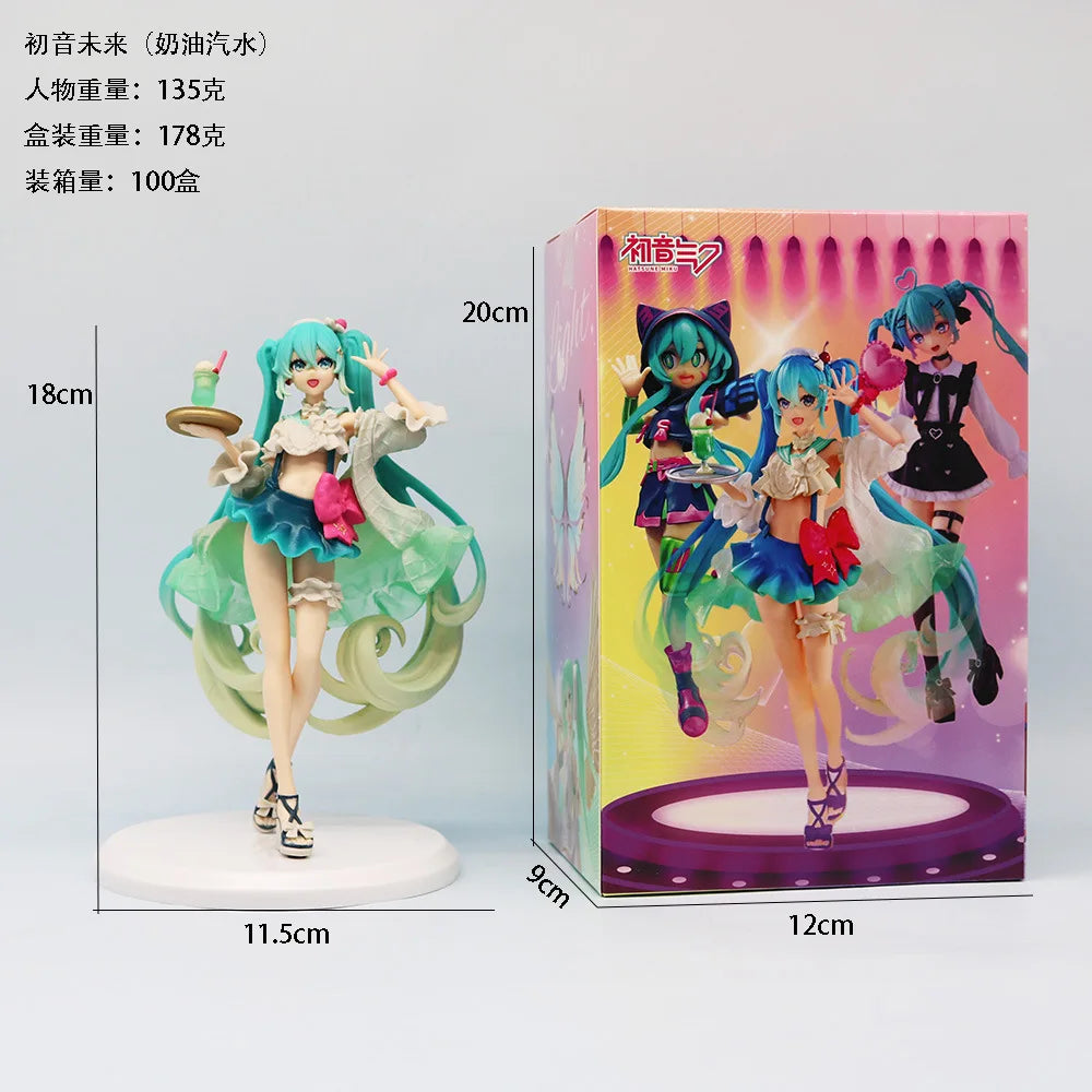 18CM Anime Hatsune Miku Figure Sweet Sweets Melon Soda Float Standing Figure Cute Toy Gift Collection Aciton Figure PVC Doll