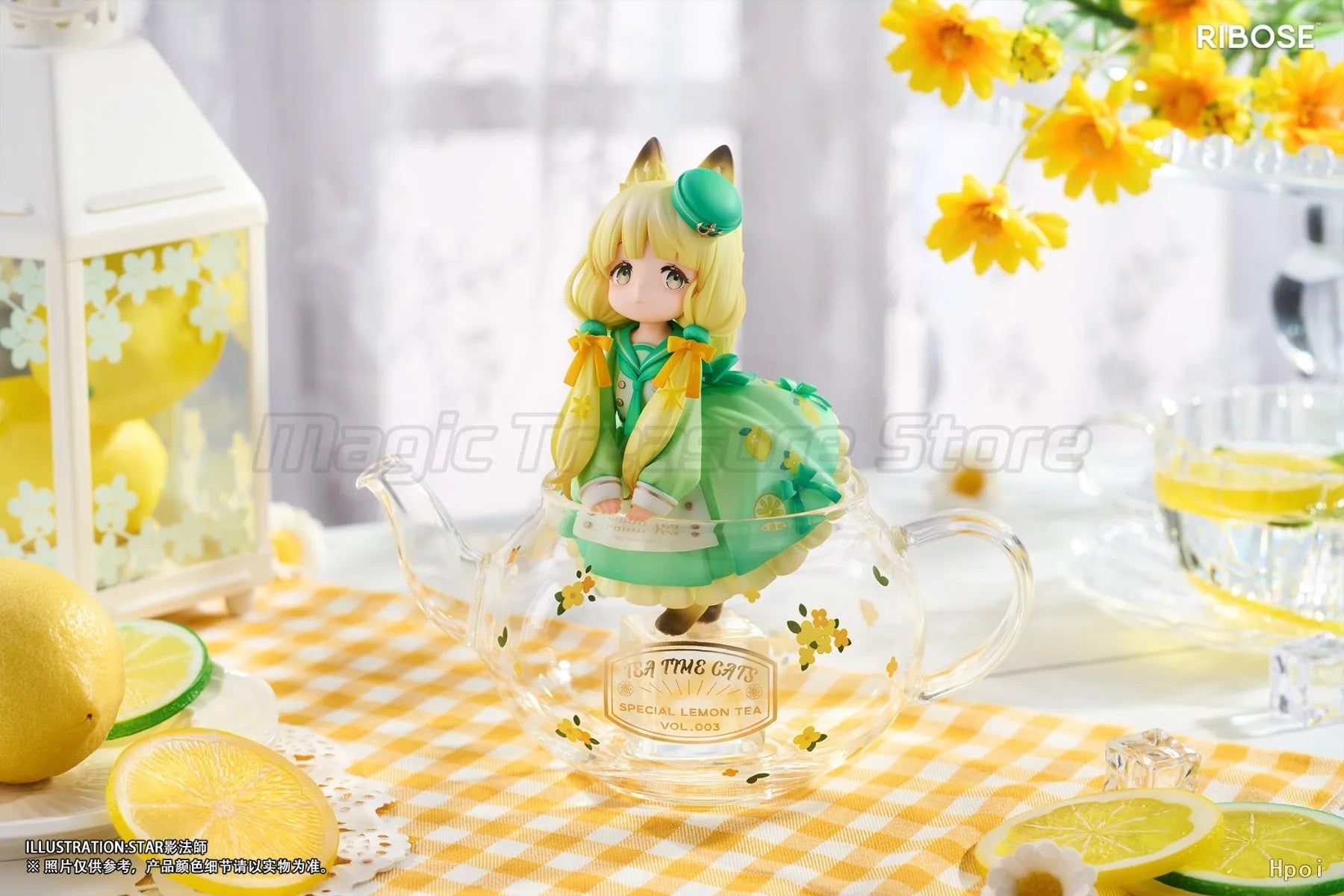 【In Stock】Original RIBOSE DLC Series Tea Party Cat Lemon Cat Model Figure Toys Gift
