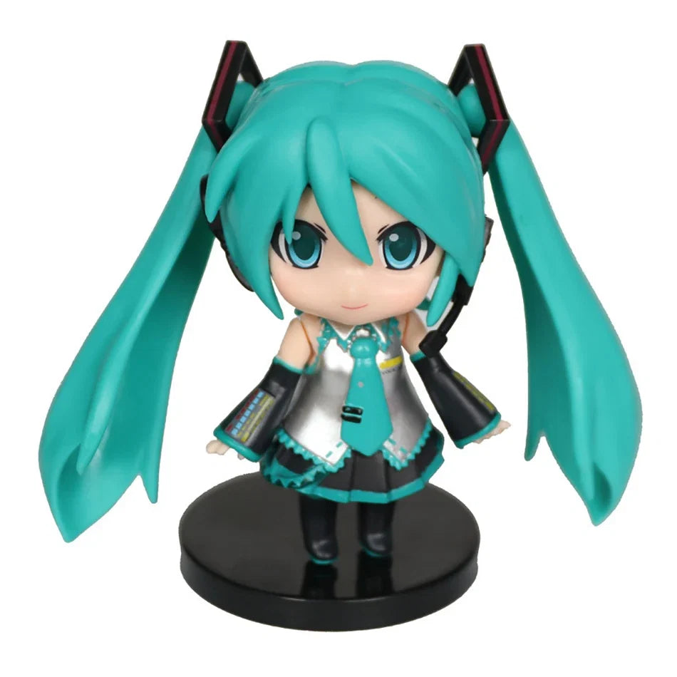 3Pcs Anime Q Version Figure Cute Girl Mini Ornaments Kawaii Pink Green Hatsune Home Desk Decoration Adult Toys Kid Birthday Gift