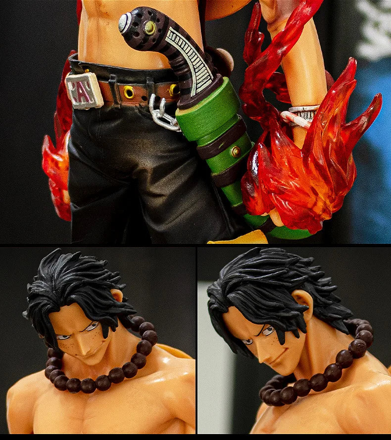Bandai One Piece Figurin Large Assembly Huge Fire Fist Ace Stance Anime Figurine Model, Room Desktop Decoration Birthday Gift