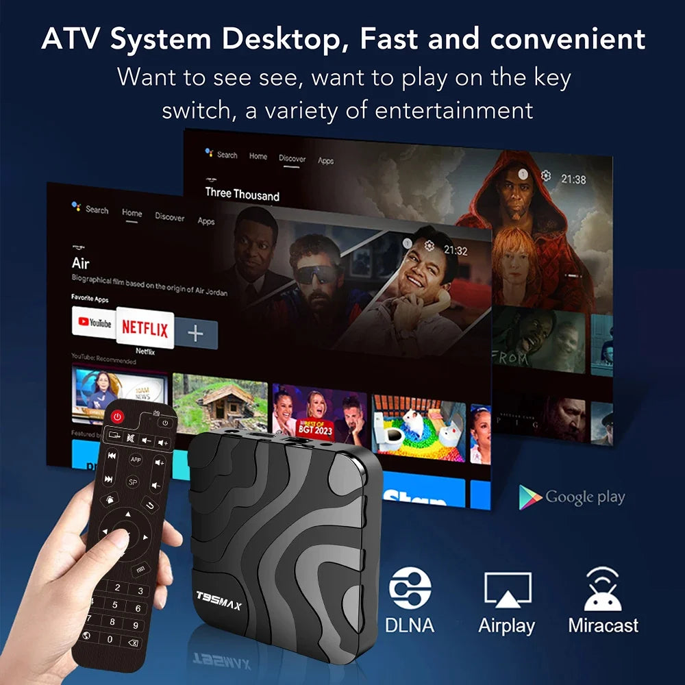T95 Max Smart TV Box Android 12 Allwinner H618 Chip Dual-band WiFi 2.4G/5G Bluetooth5.0 Support Google 8K Resolution Set Top Box
