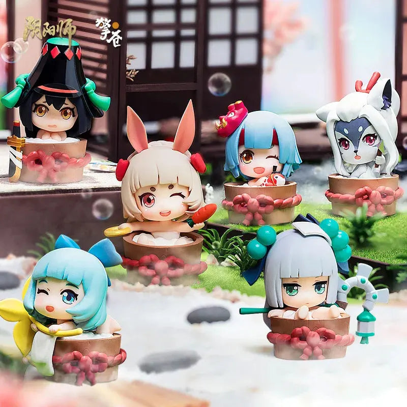 Genuine Onmyoji Hot Spring Stories Demon Knife Girl Q Version Action Figure Gaming Peripherals Model Ornaments Doll