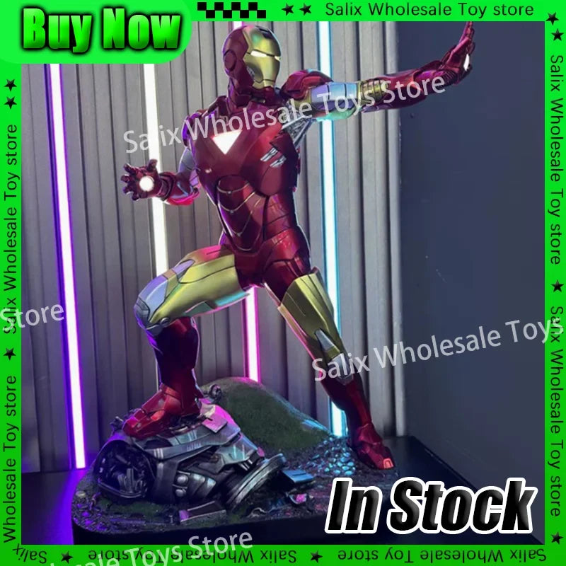 In Stock 50cm Avengers Iron Man Mk6 Anime Figures Large Figurine Luminous Figures Gk PVC Model Ornaments Gift Customized