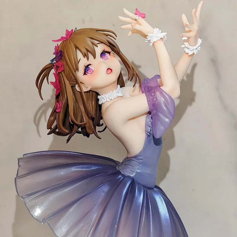 【New】Anime Girl Ballerina Gk Figure Purple Gradient Ball Gown Pink Flower Hair Decor Decor Ornament Gift Collectible Figurine