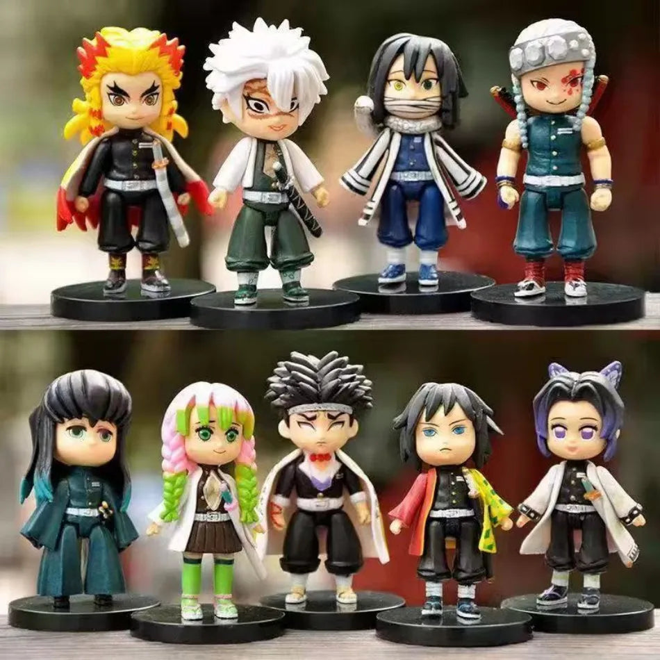 9pcs Anime demon slayer kimetsu no yaiba figure kamado tanjirou action figure agatsuma zenitsu nezuko warrior pvc model toy gift