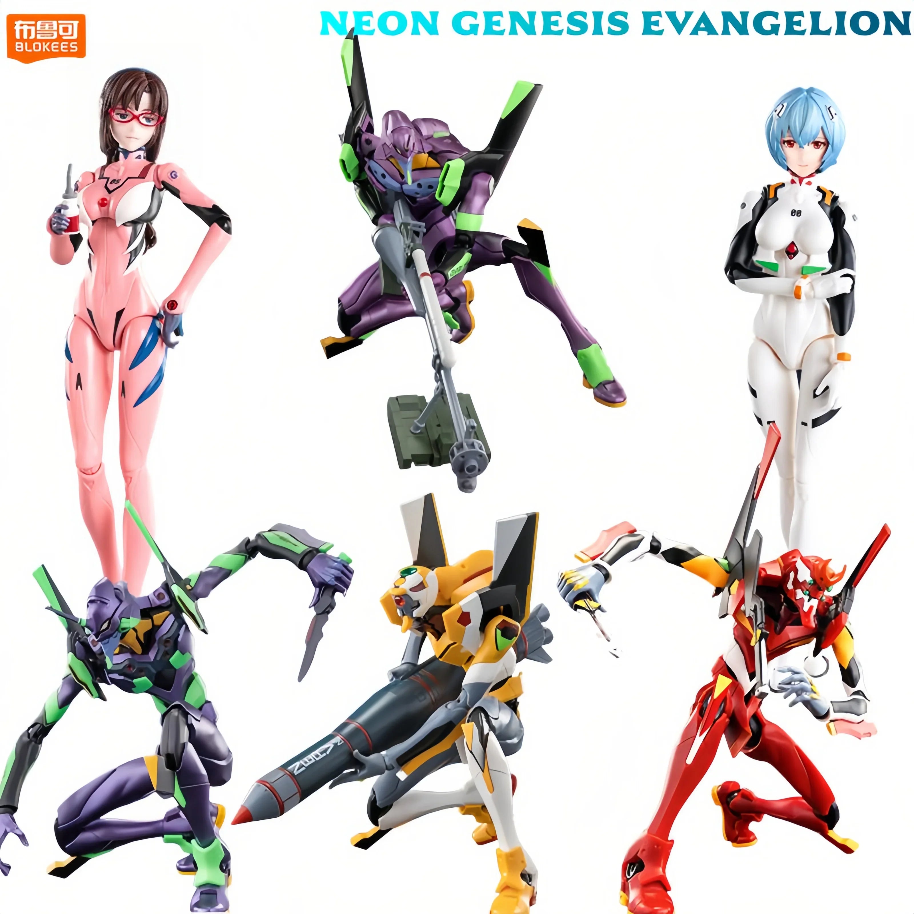 Original BLOKEES Neon Genesis Evangelion EVA-01 Miracle Edition Mari Rei Ayanami Battle Suit Anime Figure Toys Halloween Gift